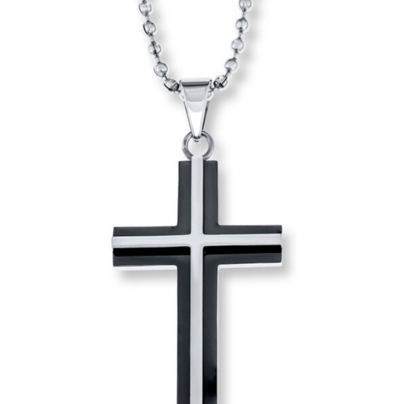 Men's Cross Necklace Stainless Steel 22" - Picture 1 of 4